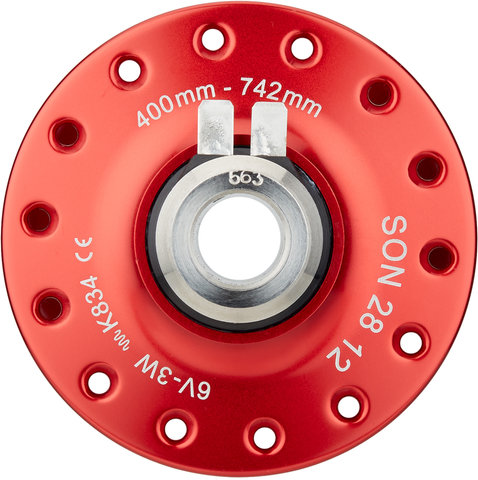 28 12 Disc Center Lock Nabendynamo - rot/28 Loch