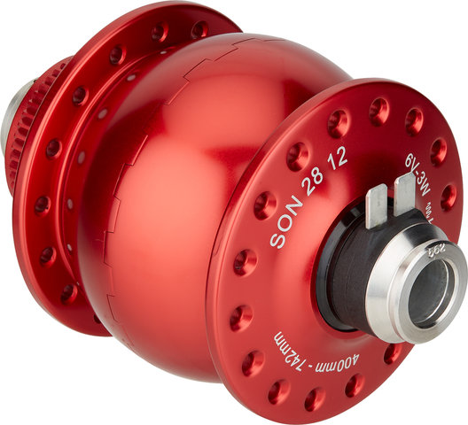 SON 28 12 Disc Center Lock Dynamo Hub - red/32 hole