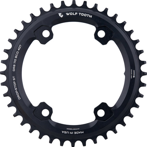 Wolf Tooth Components 110 BCD Asymmetric 4-arm Chainring Shimano GRX for HG+ 12-speed Chain - black/40 tooth