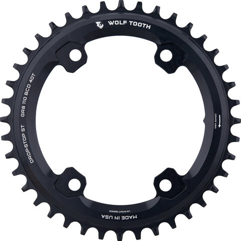 Wolf Tooth Components Plateau 110 BCD Asymmetric 4 bras Shimano GRX pour Chaîne HG+ 12 vit. - black/40 dents