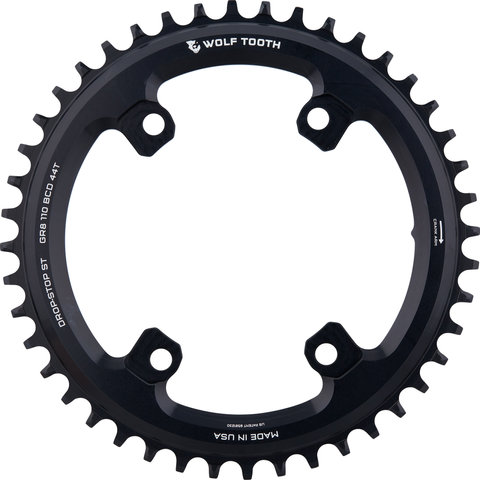 Wolf Tooth Components Plateau 110 BCD Asymmetric 4 bras Shimano GRX pour Chaîne HG+ 12 vit. - black/44 dents