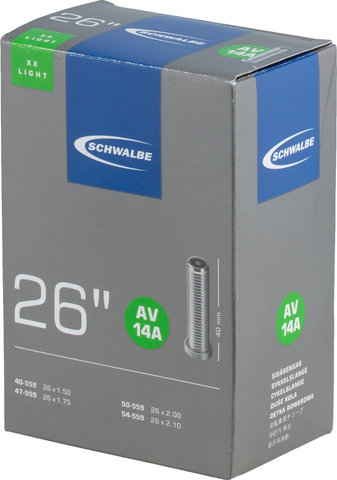 Schwalbe Inner Tube 14A XXLight 26" - universal | 40-559 to 54-559 | Presta Valve (SV) | 26x1.5-2.1 Schrader 40 mm | 40 mm