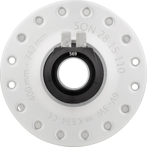 SON 28 15 110 Boost 6-Bolt Disc Hub Dynamo - silver-anodised/32 hole