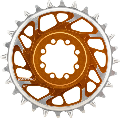 Burgtec plateau SRAM 8 trous thick-thin avec déport de 3 mm - iron bro orange | 28 | 28 