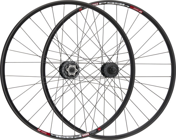 bc basic Juego de ruedas Mountain Alivio Disc 6 agujeros DT Swiss 466d 29" - negro | Juego de 29" (RD 9x100 dinamo + RT 10x135) Shimano