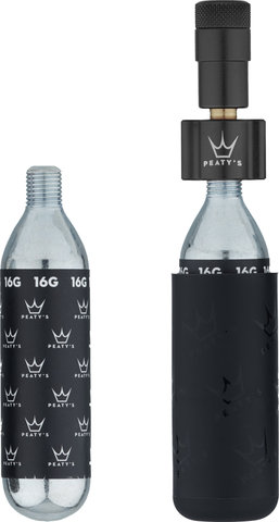 Peaty's Holeshot CO2 Tyre Inflator Kit CO2 cartridge pump + 16 g cartridge - black