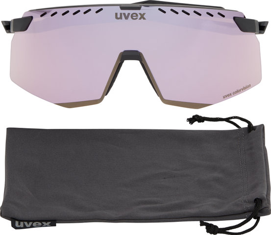 uvex pace stage CV sports glasses - black matte/pushy pink
