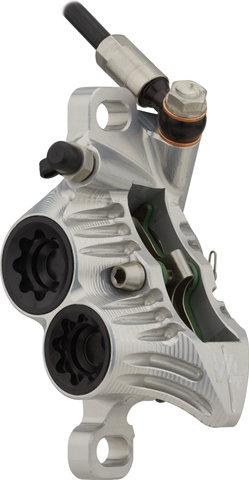 Hope Tech 4 V4 v+h Set Scheibenbremse mit Kunststoffleitung - silver-black/Set/links/rechts (seitenspezifisch)