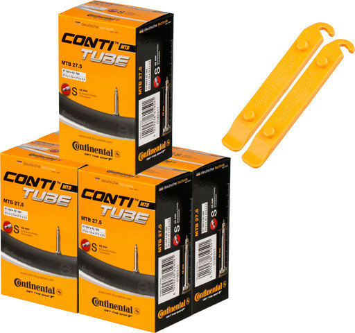 Continental Cámara de aire MTB 27,5 - 5 unid. + 2 desmontadores cubiertas gratis - universal/47-584 a 60-584/Válvula Presta (SV)/27.5x1.75-2.4 Presta 42 mm/42 