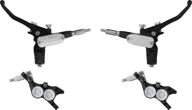 Hope Tech 4 E4 v+h Set Scheibenbremse mit Stahlflexleitung - black-silver/Set/links/rechts (seitenspezifisch)