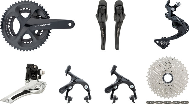 Shimano 105 R7000 Gruppe 2x11 34-50 - silky black/11-34/Shimano Road/Shimano Road/Anlöt/172,5 mm