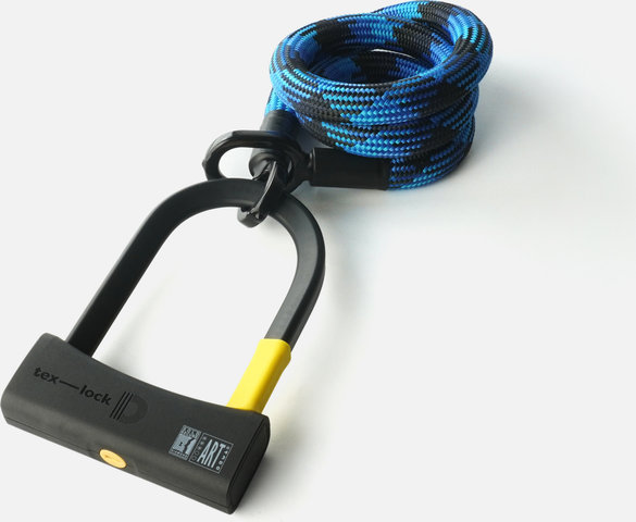 tex-lock eyelet Kettenschloss + D-lock Mini-Bügelschloss - morpho blue/120 cm