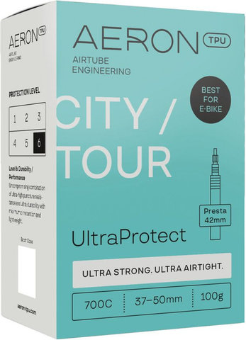 Aeron Ciudad/Tour - UltraProtect / 37-50 / 700C Tubo TPU - gris | Válvula Presta (SV) | 37-622 a 50-622 | 42 mm