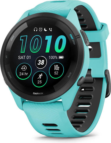 Garmin Forerunner 265 Smartwatch mit Schnellwechsel-Silikon-Armband 22 mm - türkisblau-schwarz