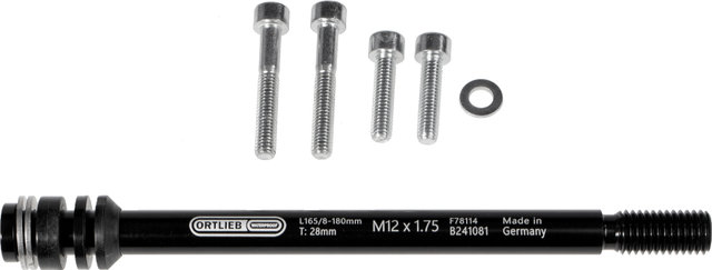 ORTLIEB Thru Axle M6-Connector Thru Axle - black/12 mm, 1.75 mm, 180 mm