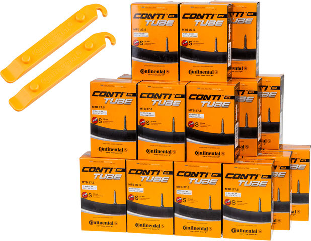 Continental MTB 27.5 Inner Tube Set - 25 Inner Tubes + 2 Free Tyre Levers - universal/47-584 to 60-584/Presta Valve (SV)/27.5x1.75-2.4 Presta 42 mm/42 mm