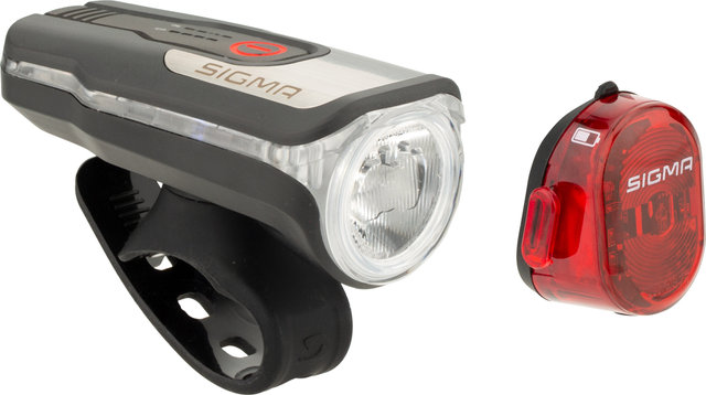 Sigma Aura 80 Front Light + Nugget II LED Rear Light Set - StVZO Approved - black