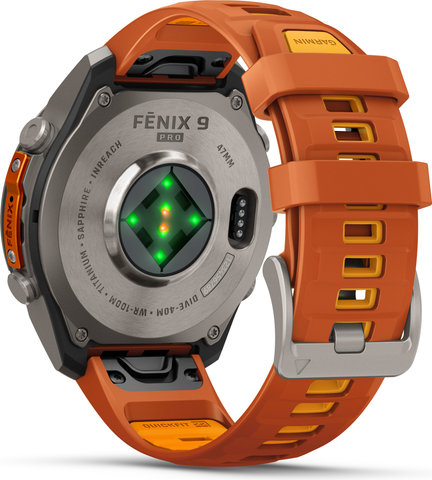 Garmin fēnix 9 Pro – inReach AMOLED Titan 47 mm Multisport-Smartwatch - autumn orange-spark orange