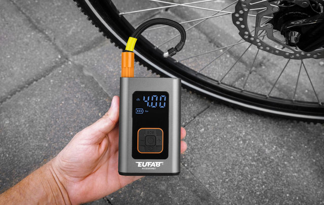Eufab Mini Kompressor Elektrische Minipumpe - schwarz-silber
