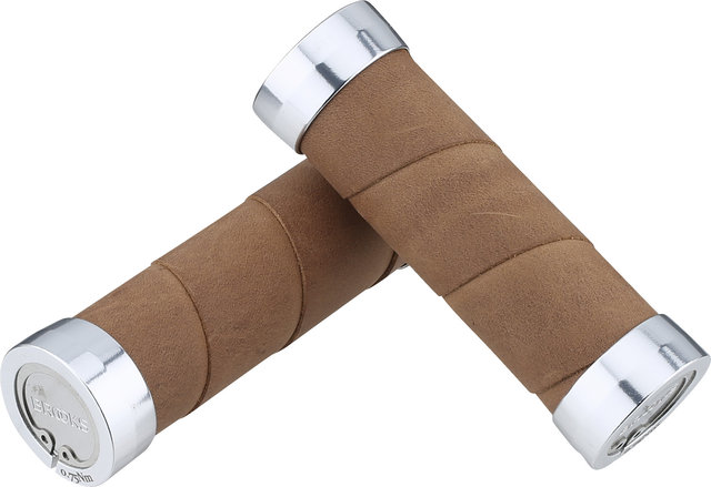 Brooks Slender leather handlebar grips for twist shifters on both sides Mod. 2023 - dark tan/100 mm