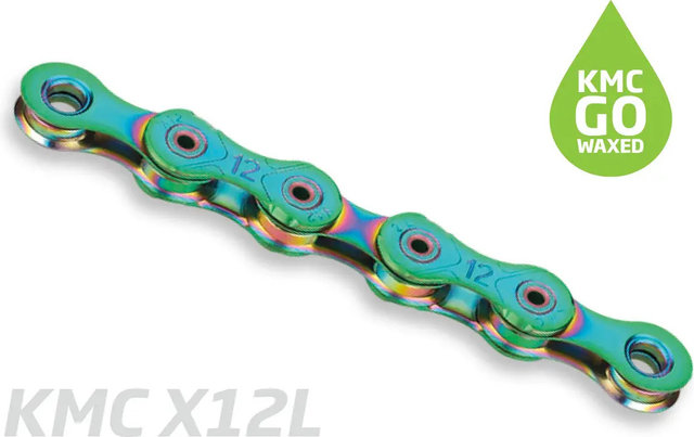 KMC Chaîne X12L cirée 12 vitesses - aurora green