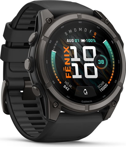 Garmin fēnix 9 AMOLED Sapphire DLC Titan 51 mm Multisport-Smartwatch - schwarz-carbongrau
