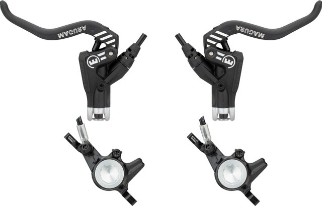 Magura Set de frenos de disco d+t MT4 eSTOP Carbotecture - polished black anodized/Set/Flip-Flop (no específico de lado)