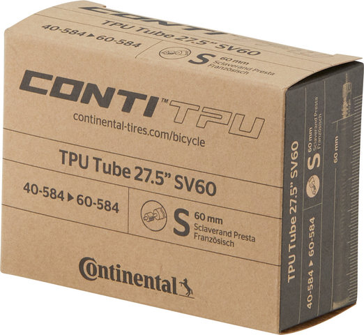 Continental Cámara de aire TPU 27,5" - transparente/Válvula Presta (SV)/40-584 a 60-584/40-60 x 584 SV 60 mm/60 