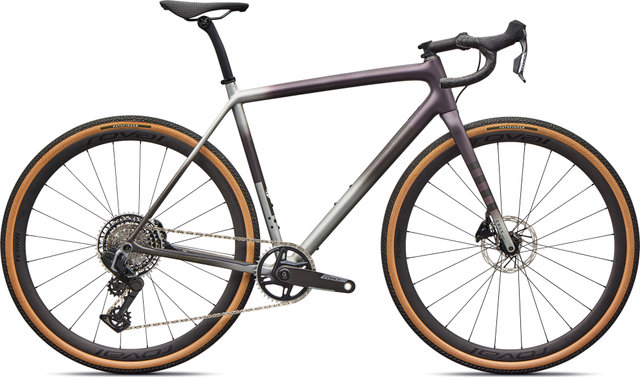 Specialized Bicicleta de gravel de carbono Crux Pro Force XPLR AXS de 28" - satin nebula metallic shadow silver-laurel green metallic smoke | 28" | 50 mm | 170,0 mm | S