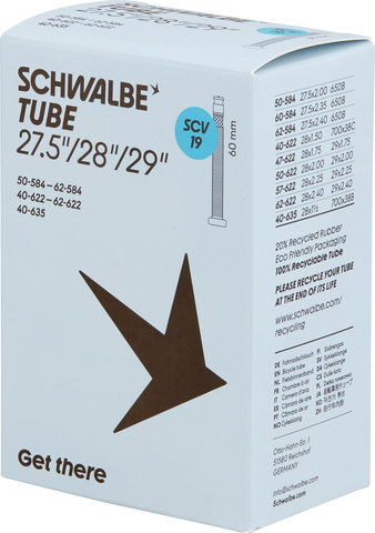 Schwalbe Inner tube SCV (Schwalbe Clik Valve) 27.5"/28"/29" - black | SCV (Schwalbe Clik Valve) | 40-584 to 62-635 | 60 mm