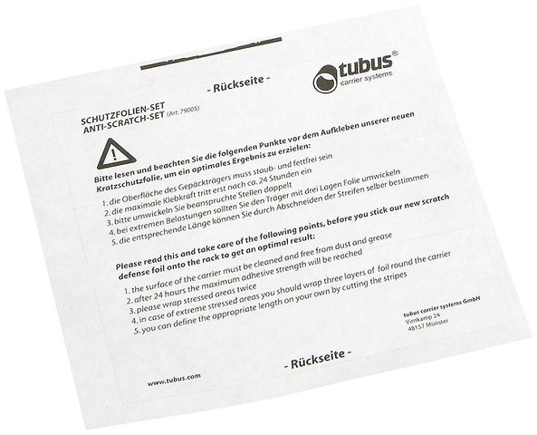 Set de laminas de protección para portaequipajes Tubus - transparente/universal
