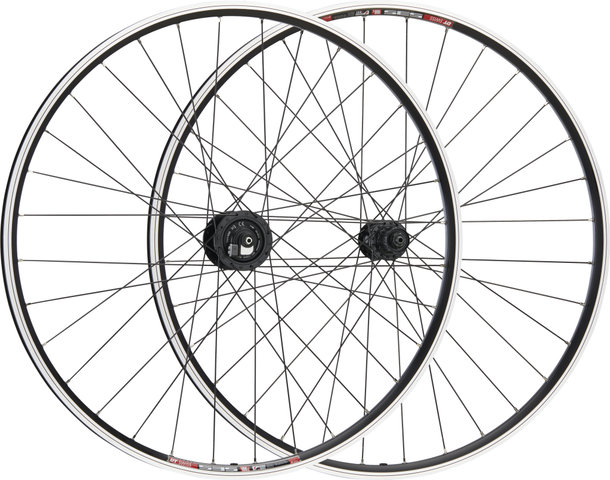 bc basic Set de Roues Urban Deore V-Brake DT Swiss 535 28" - noir | Set de 28" (avant 9x100 Dynamo + arrière 10x135) Shimano