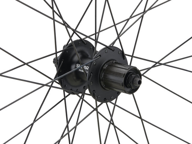bc basic Juego de ruedas Mountain Alivio Disc 6 agujeros DT Swiss 466d 26" - negro | 26" Satz (RD 9x100 Dynamo + RT 10x135) Shimano
