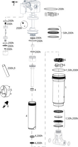 RockShox Ersatzteile Deluxe Trek RE:aktiv Thru Shaft (A1 / 2018-2019) - 50 h