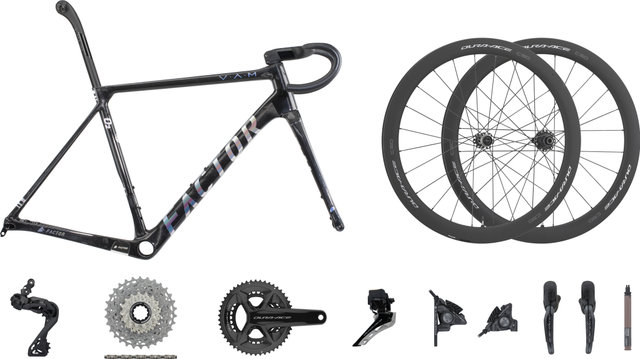 Factor Kit de Cadre O2 V.A.M. Disc avec Groupe Dura-Ace Di2 2x12 + Roues - chrome | 54 cm, 34-50
