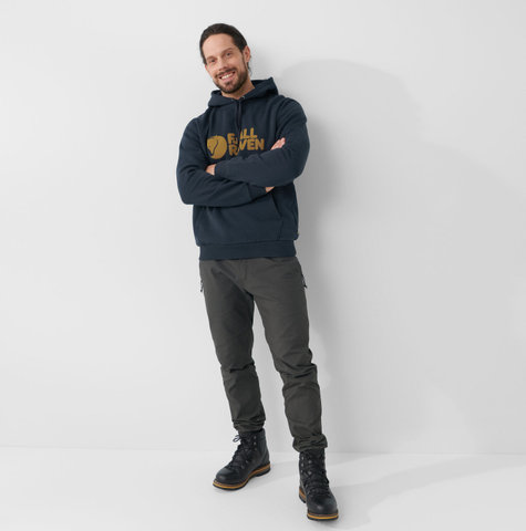 Fjällräven Logo Hoodie Pullover - dark navy | L
