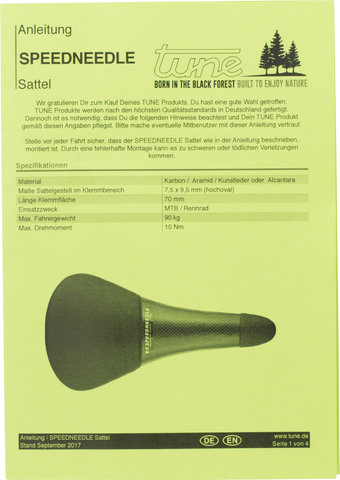 tune Speedneedle 20TWENTY Carbon Saddle w/ Alcantara - black
