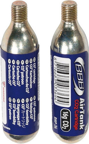 BBB Cartuchos CO2 de repuesto AirTanks BMP-35 con rosca 16 g - 2 piezas - Latón