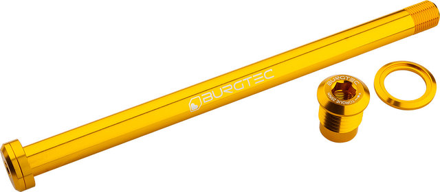 Burgtec Axe traversant arrière 180 mm x 12 mm, pas de filetage 1,00 mm - burgtec bullion gold/148 mm