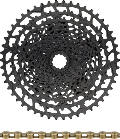 SRAM Kit d'Usure Cassette NX Eagle PG-1230 + Chaîne Eagle 12vit. - black - XX1 gold/126/11-50
