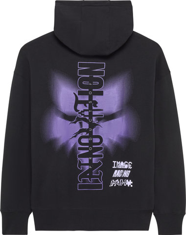 Fox Head Image Phantom Oversized Fleece Hoodie - black/S