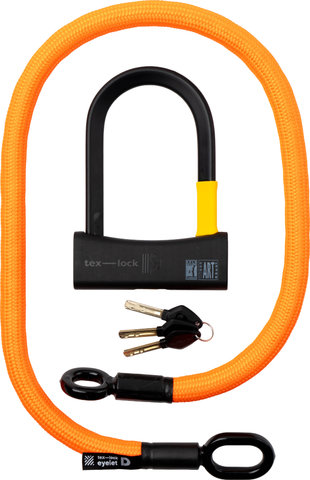 tex-lock Eyelet chain lock + D-lock shackle lock - acid orange