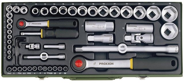 1/4" + 1/2" Socket Wrench/Ratchet Set, 56 Pieces - black-silver/universal