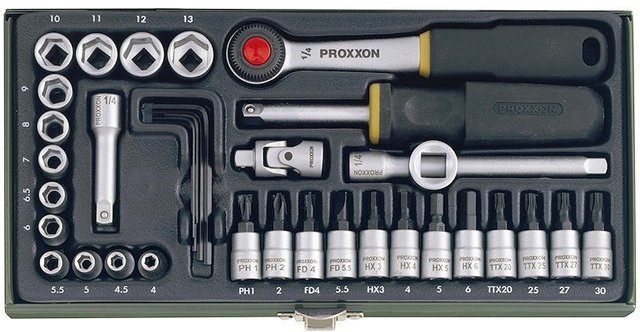 Proxxon 1/4" Precision Mechanics Set, 36 pieces - black-silver/universal