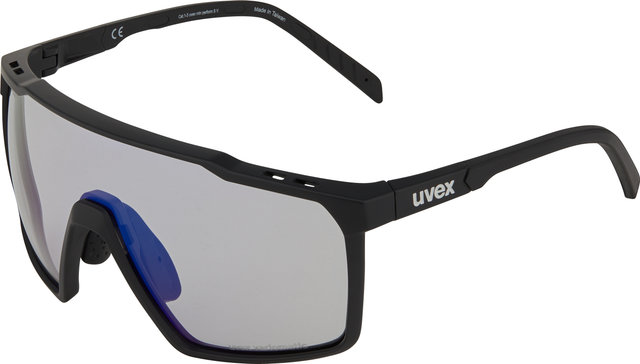 uvex Lunettes de Sport mtn perform S V - black mat/litemirror blue