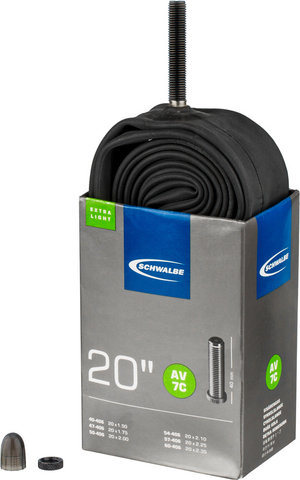 Schwalbe Cámara de aire 7C Extralight para 20" - negro/40-406 a 60-406/Válvula Schrader (AV)/20x1.5-2.35 Shrader/40 