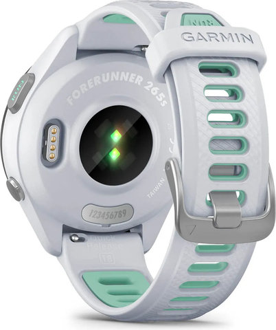 Garmin Forerunner 265S Smartwatch mit Schnellwechsel-Silikon-Armband 18 mm - steinweiß-schwarz