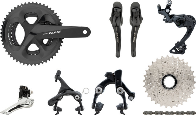 Shimano 105 R7000 Gruppe 2x11 39-53 mit Direct Mount (HR Kettenstrebe) - silky black/11-30/Shimano Road/Shimano Road/172,5 mm/Anlöt/ohne