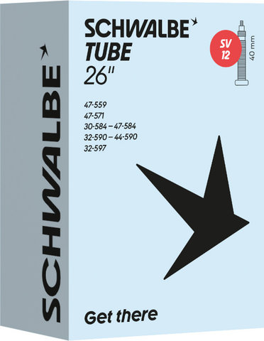 Schwalbe Chambre à air SV12 pour 26" - universal | 32-559 à 47-597 | Valve Presta (SV) | 40 mm