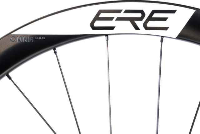 ERE Research Omnia II CLR45 Carbon Disc Center Lock 28" Laufradsatz - black white | Non Boost | 142 mm | 100 mm | 28" | Non Boost | Shimano Road